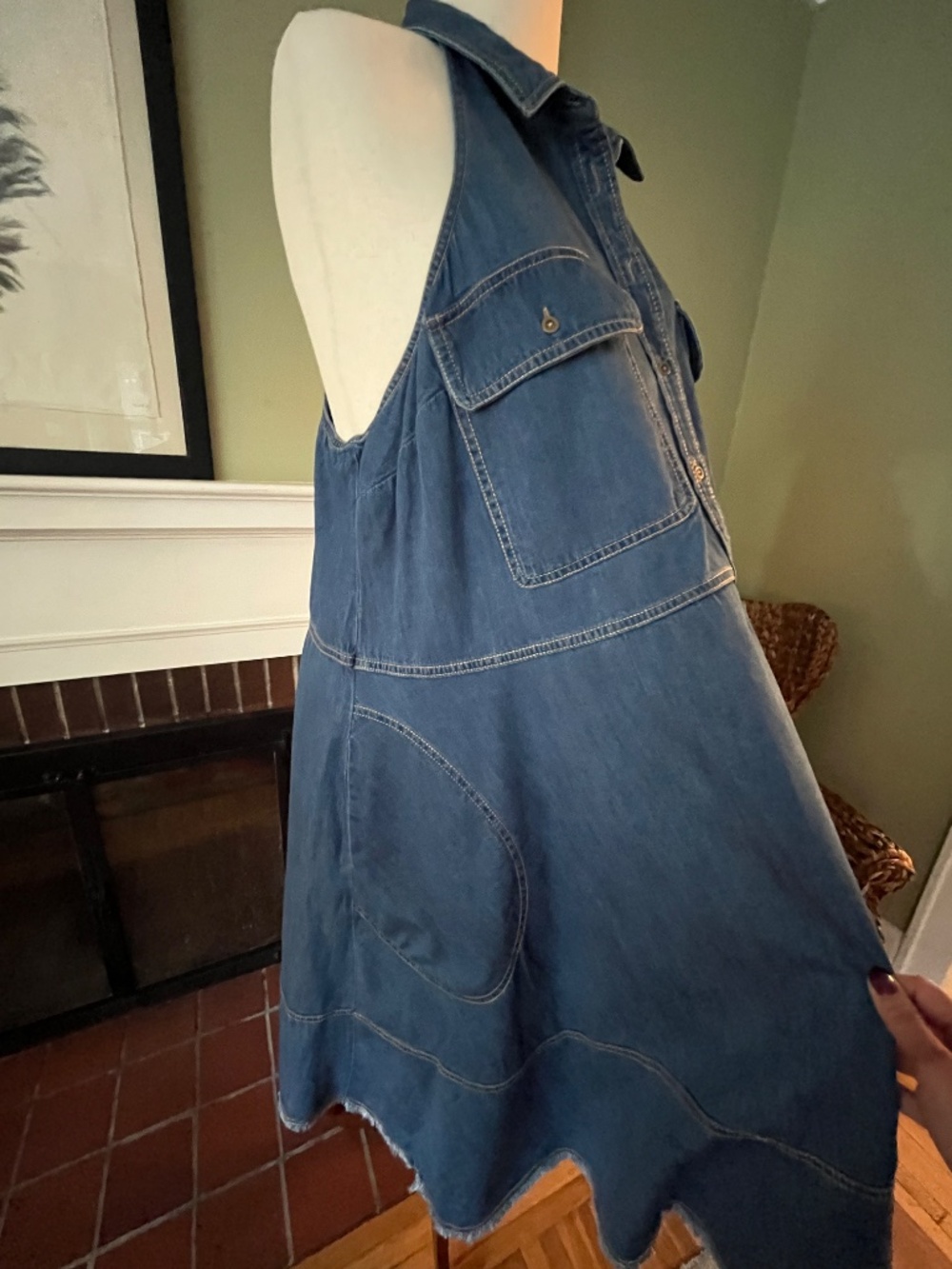 Pilcro Denim Halter Midi Swing Dress | Utility Pockets | Size 2X - Picture 5 of 9